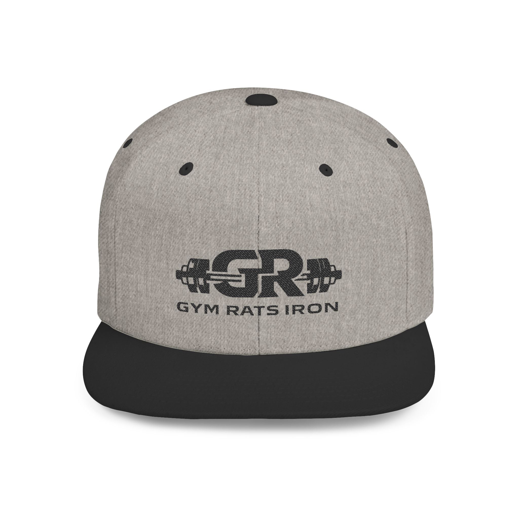 Gym Rats Iron Flat Bill Snapback Hat — GR Logo Fitness Cap