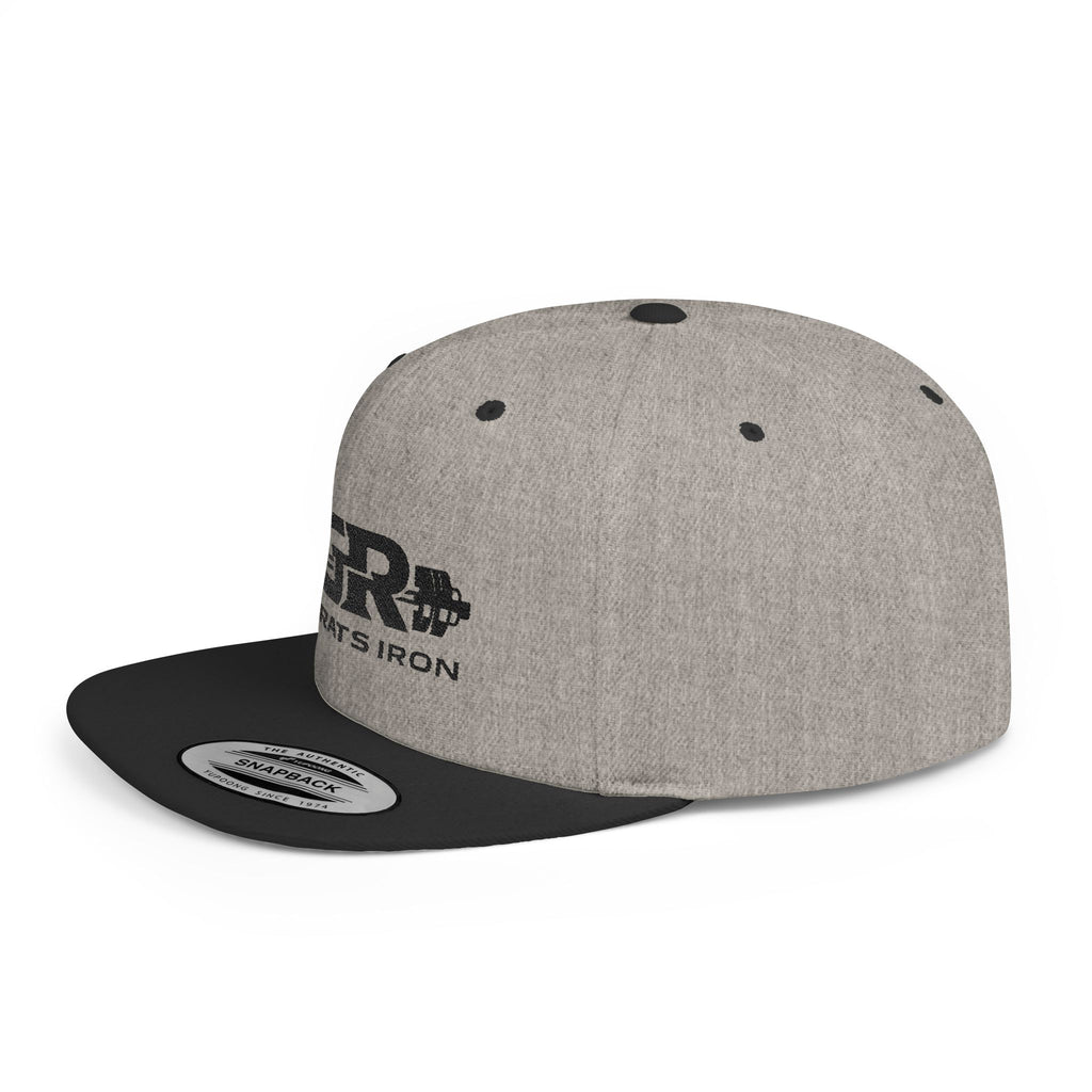 Gym Rats Iron Flat Bill Snapback Hat — GR Logo Fitness Cap