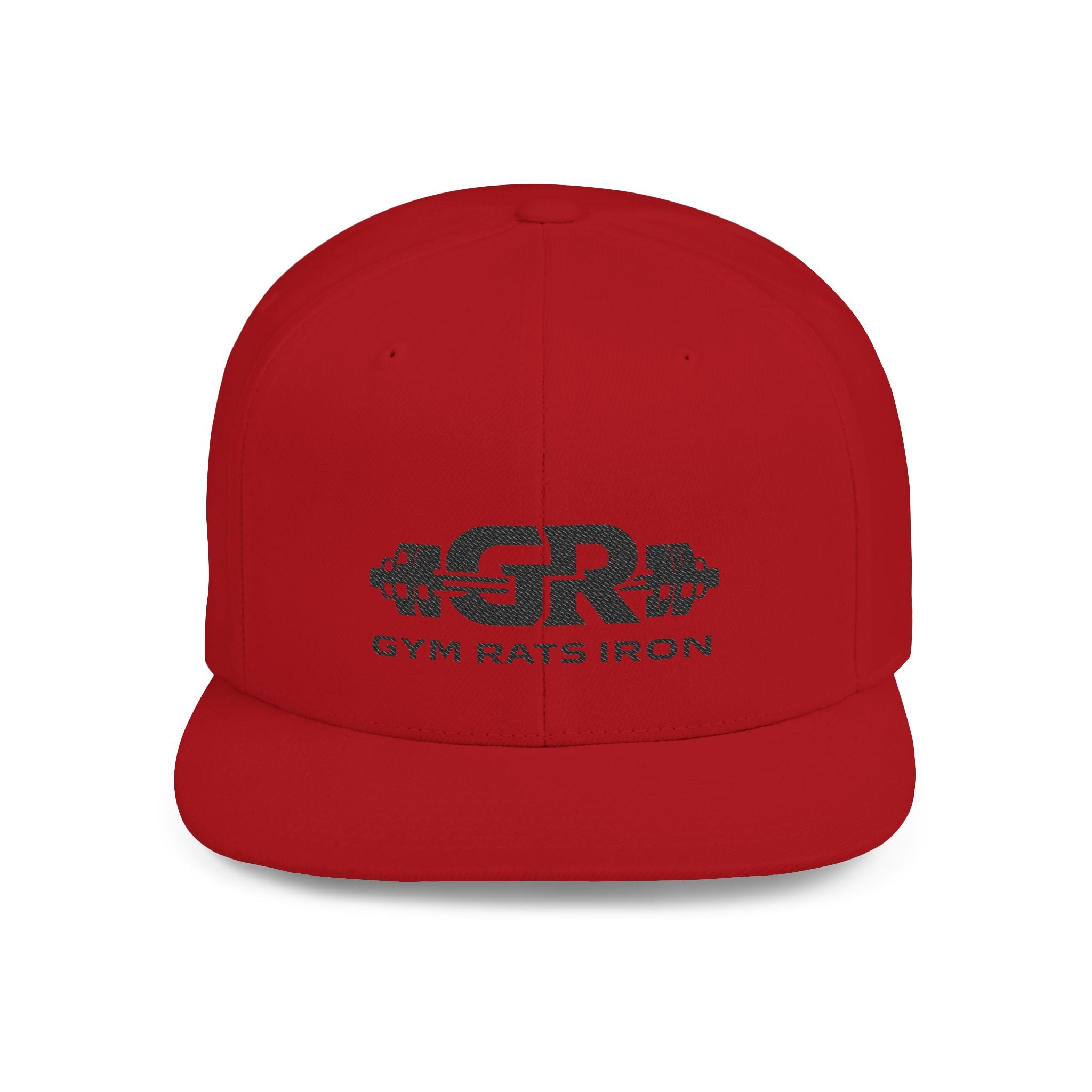 Gym Rats Iron Flat Bill Snapback Hat — GR Logo Fitness Cap