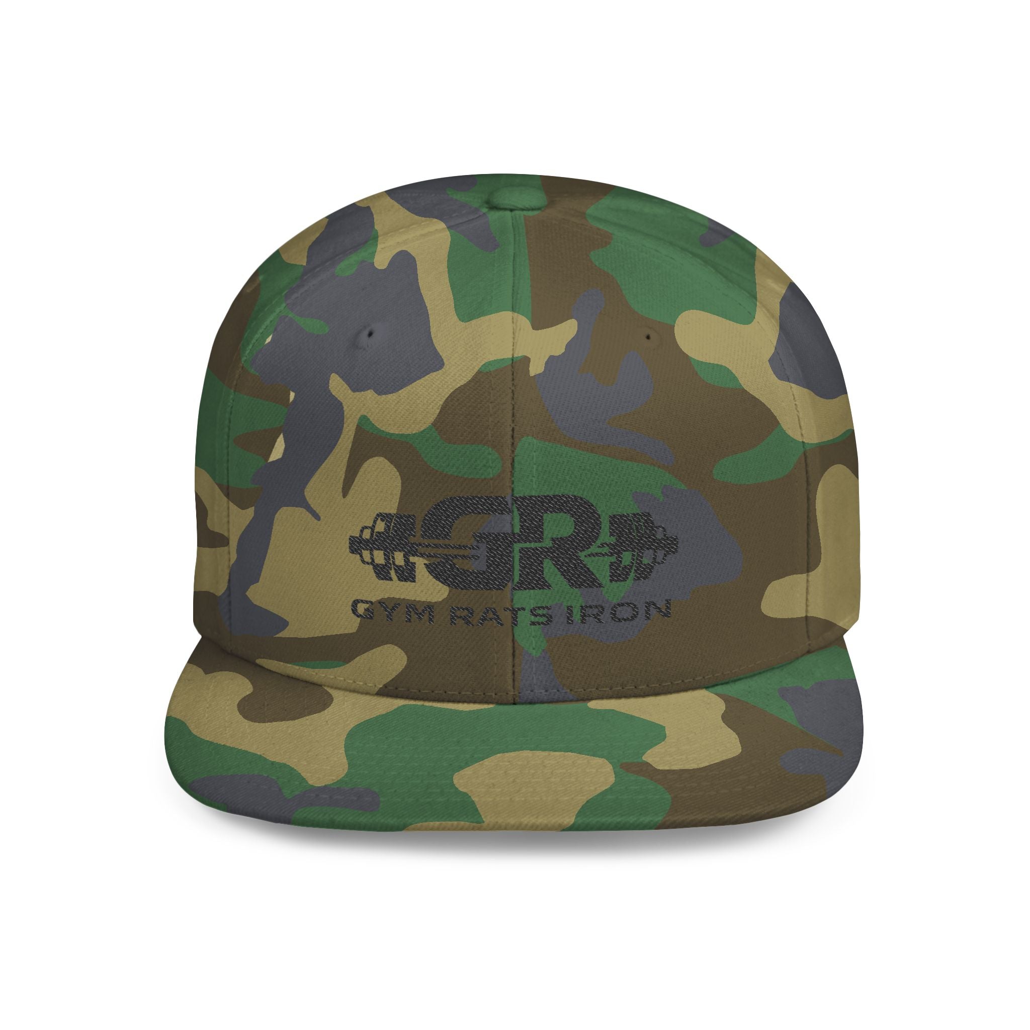 Gym Rats Iron Flat Bill Snapback Hat — GR Logo Fitness Cap
