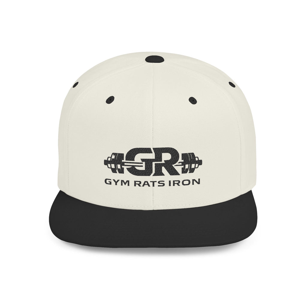 Gym Rats Iron Flat Bill Snapback Hat — GR Logo Fitness Cap