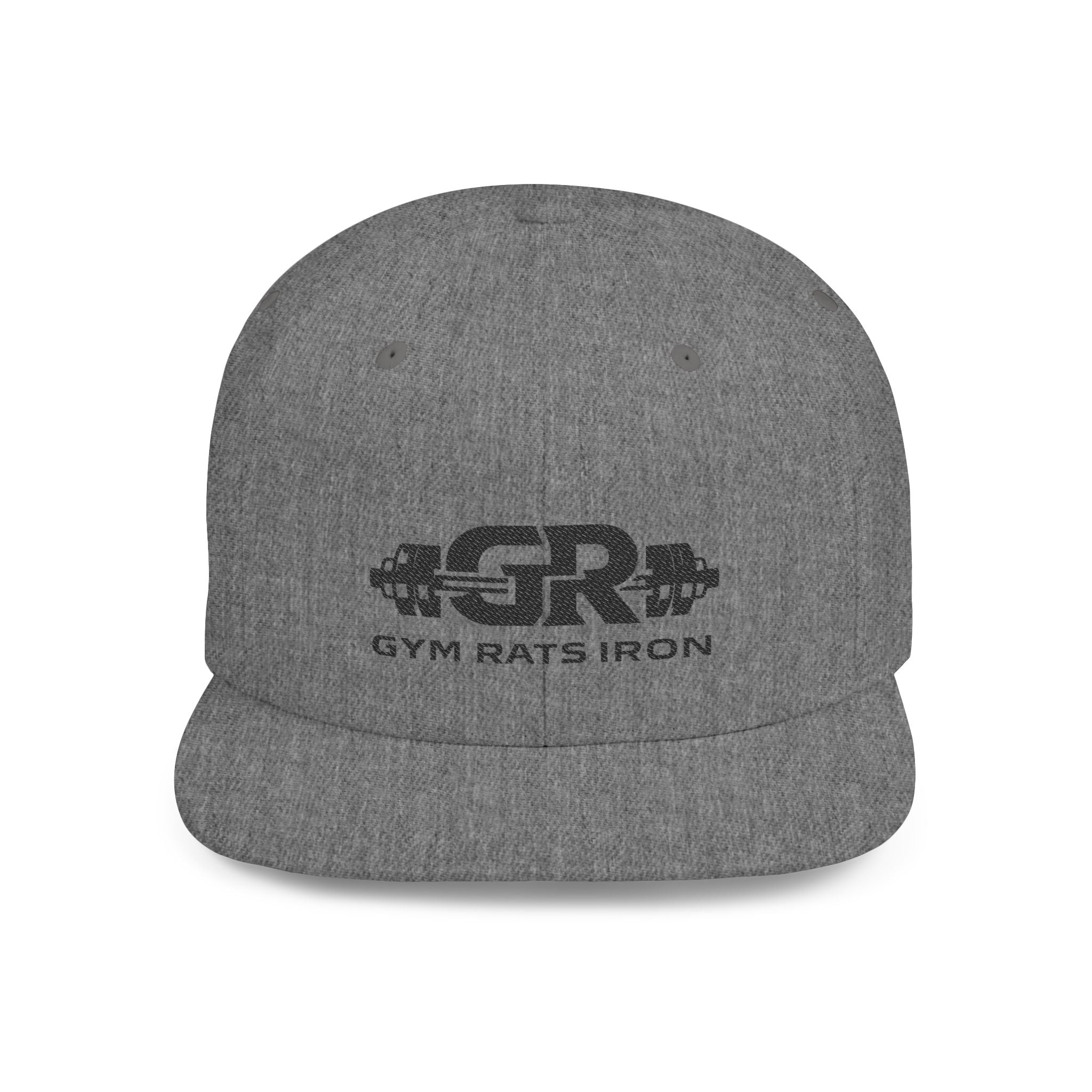 Gym Rats Iron Flat Bill Snapback Hat — GR Logo Fitness Cap