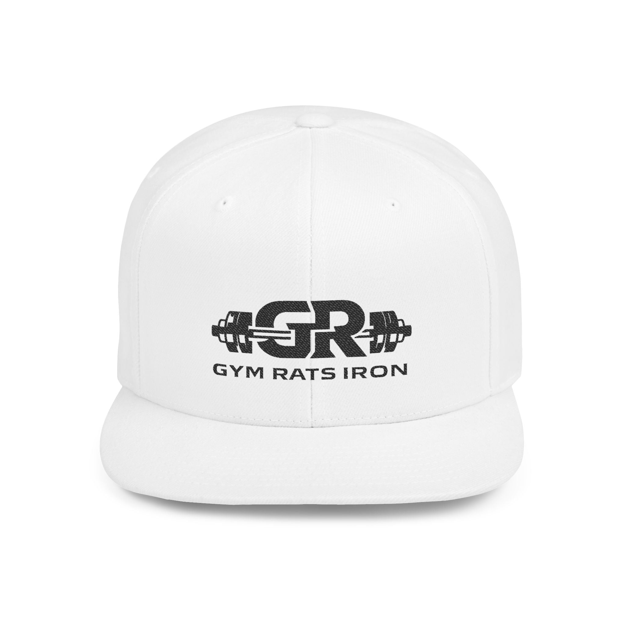 Gym Rats Iron Flat Bill Snapback Hat — GR Logo Fitness Cap